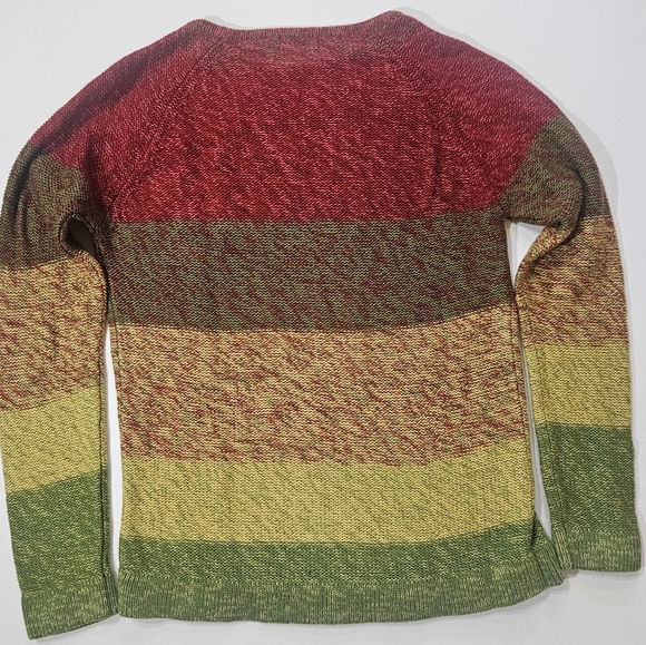 Vintage Blue Asphalt Sweater Womens Large Red Green Yellow Stripe - Picture 2 of 5